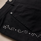Short Taille Haute Noir Zigzag & Strass