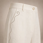 Pantalon Large Vague & Strass Blanc