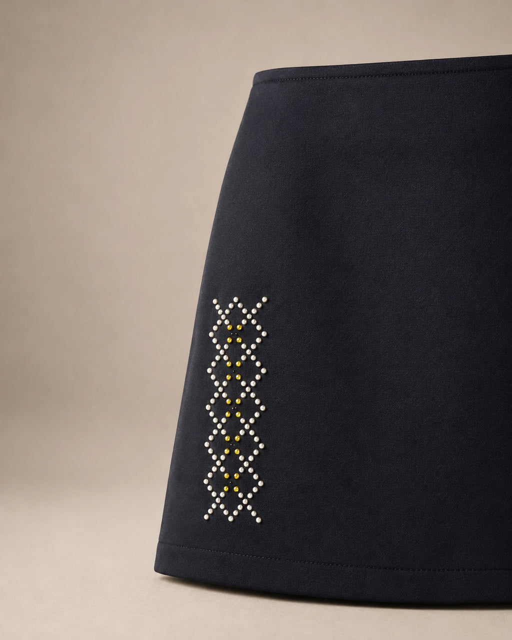 Mini-Jupe Losanges & Strass Noir