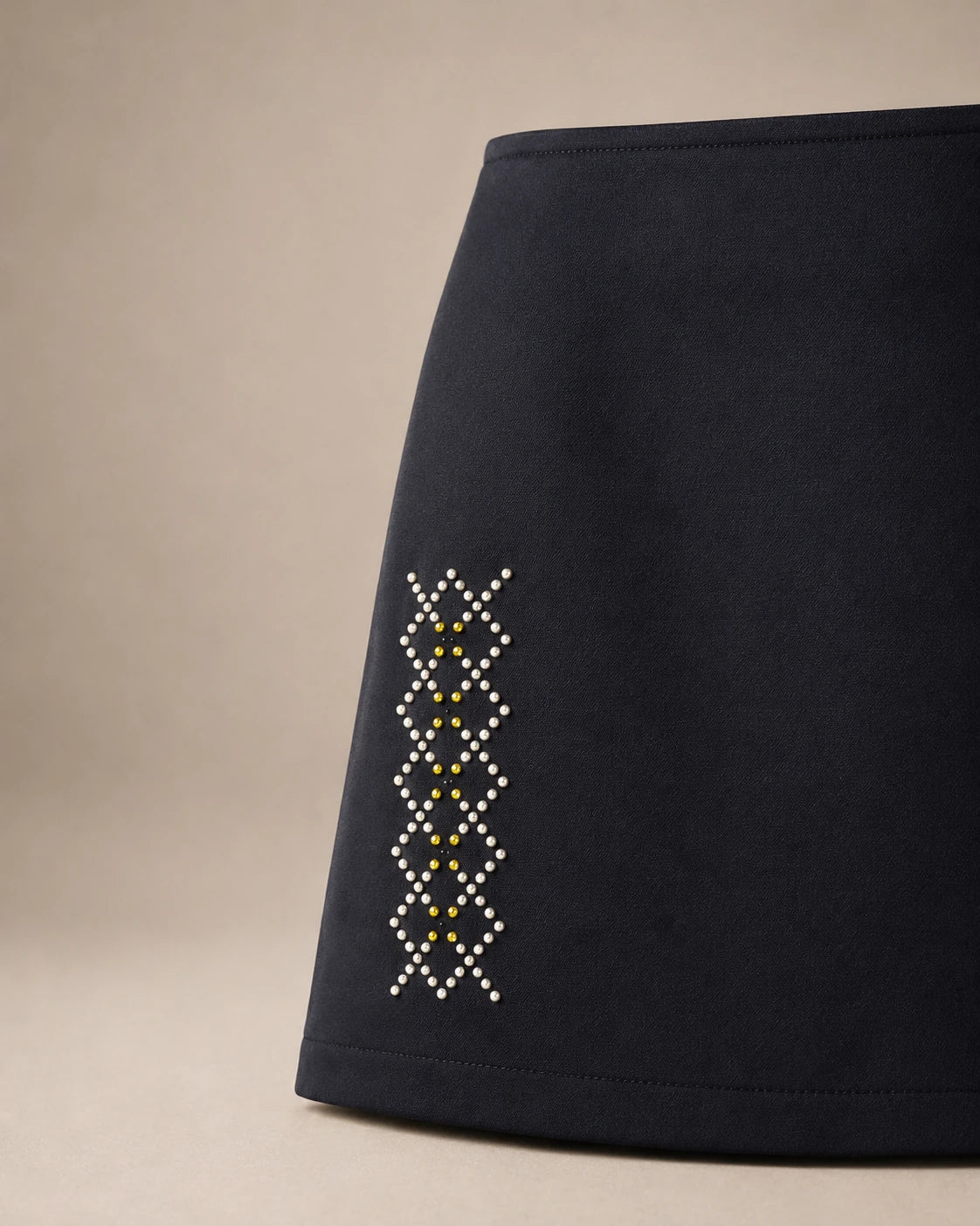 Mini-Jupe Losanges & Strass Noir