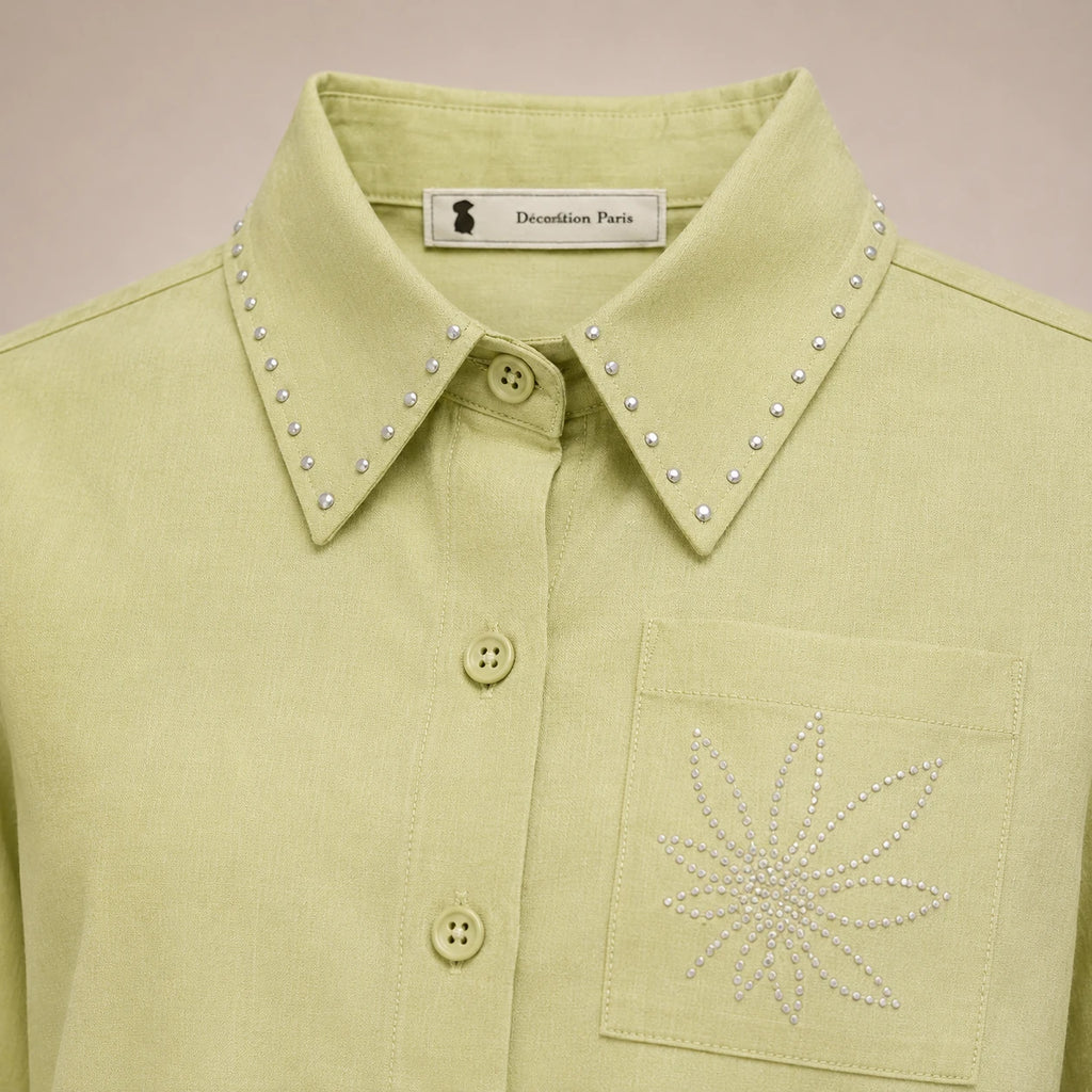 Chemise Strass Vert Citron