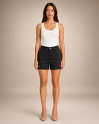 Short Taille Haute Noir Zigzag & Strass