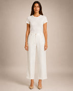 Pantalon Large Vague & Strass Blanc