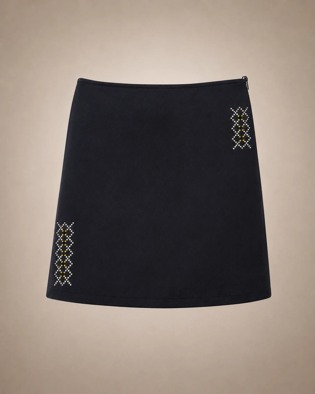Mini-Jupe Losanges & Strass Noir