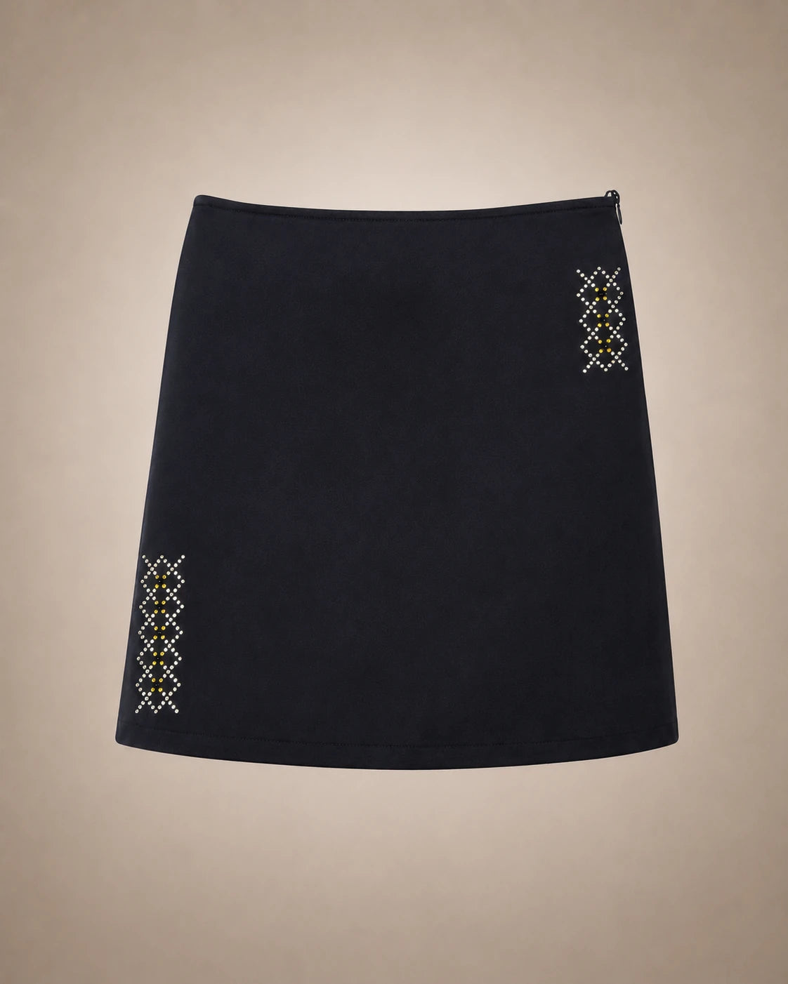 Mini-Jupe Losanges & Strass Noir