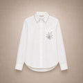 Chemise Blanche Feuille & Strass Noirs