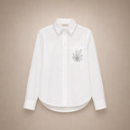 Chemise Blanche Feuille & Strass Noirs
