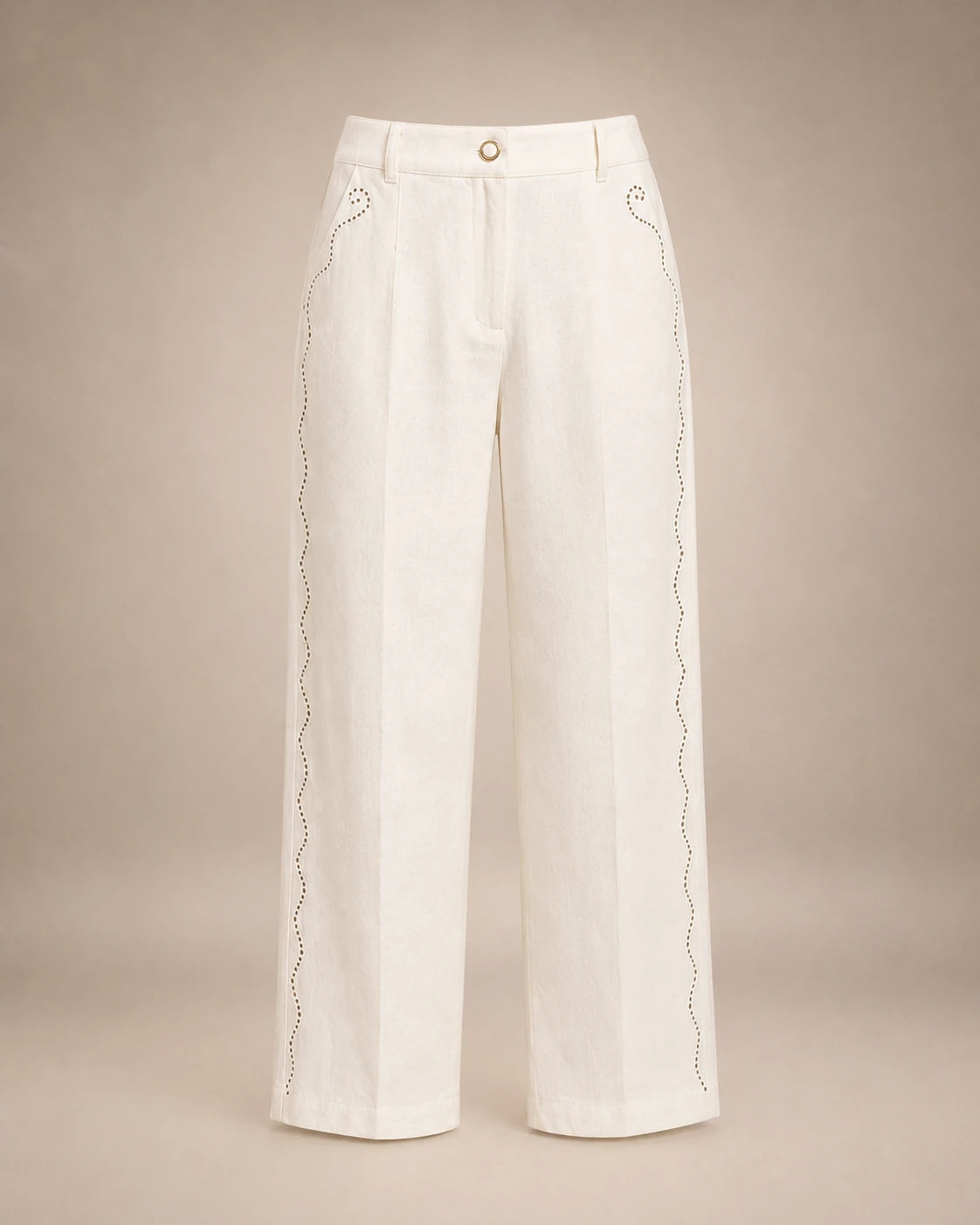 Pantalon Large Vague & Strass Blanc