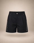 Short Taille Haute Noir Zigzag & Strass