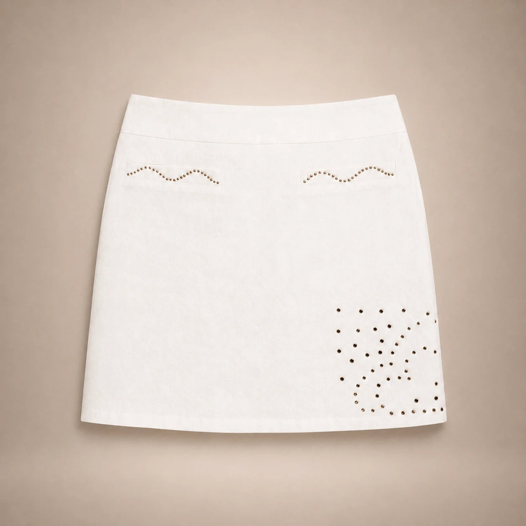 Mini-Jupe Strass Constellation Blanc