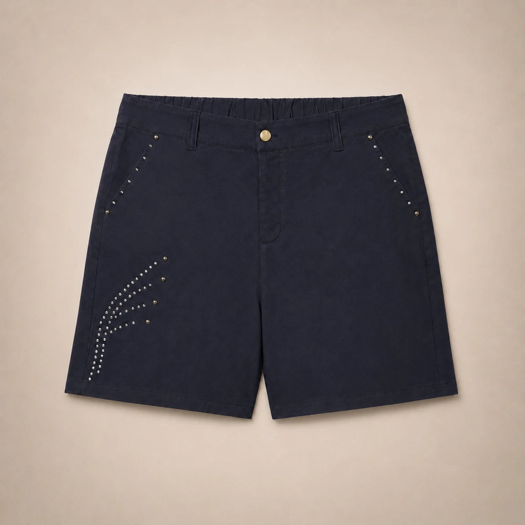 Short Taille Haute Éventail & Strass Noir