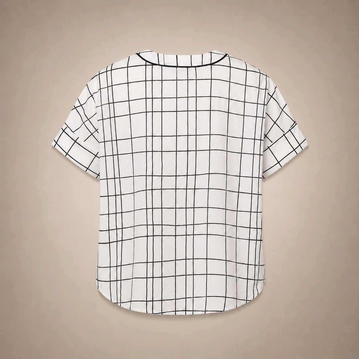 Blouse Carreaux Col V & Œillets Strass Argentés