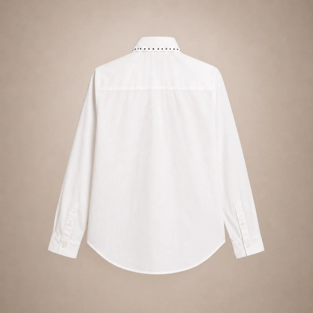 Chemise Blanche Feuille & Strass Noirs